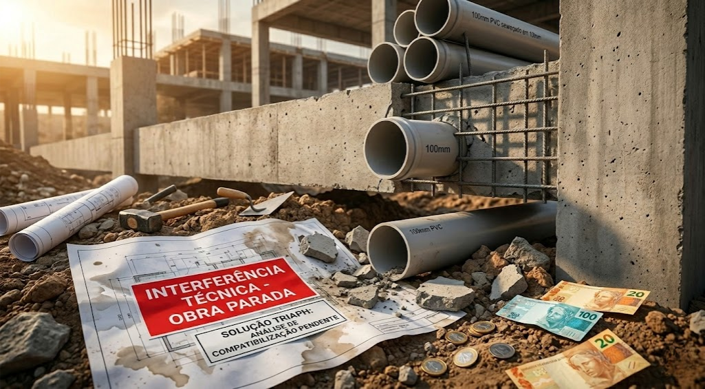 Engenheiro da TRIAPH fazendo a compatibilização de projetos em uma obra de alto padrão.